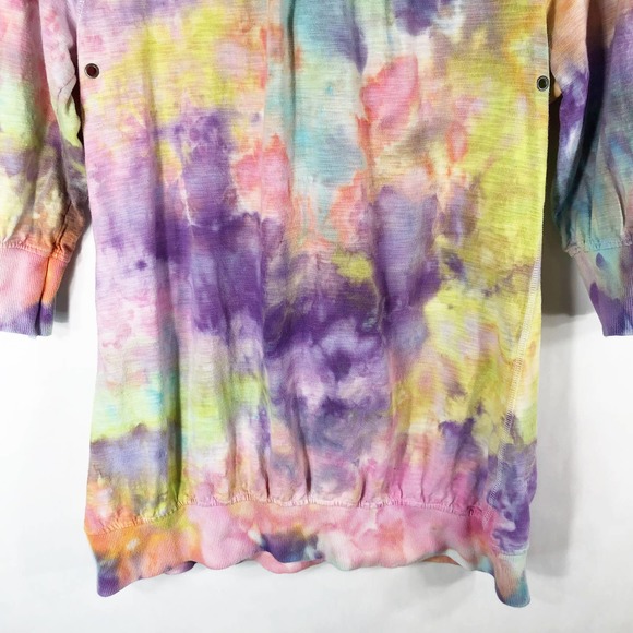 Kensie Medium‎ Jacket Carnival Camouflage Handmade Tie Dye Yellow Purple 243 - Picture 3 of 9